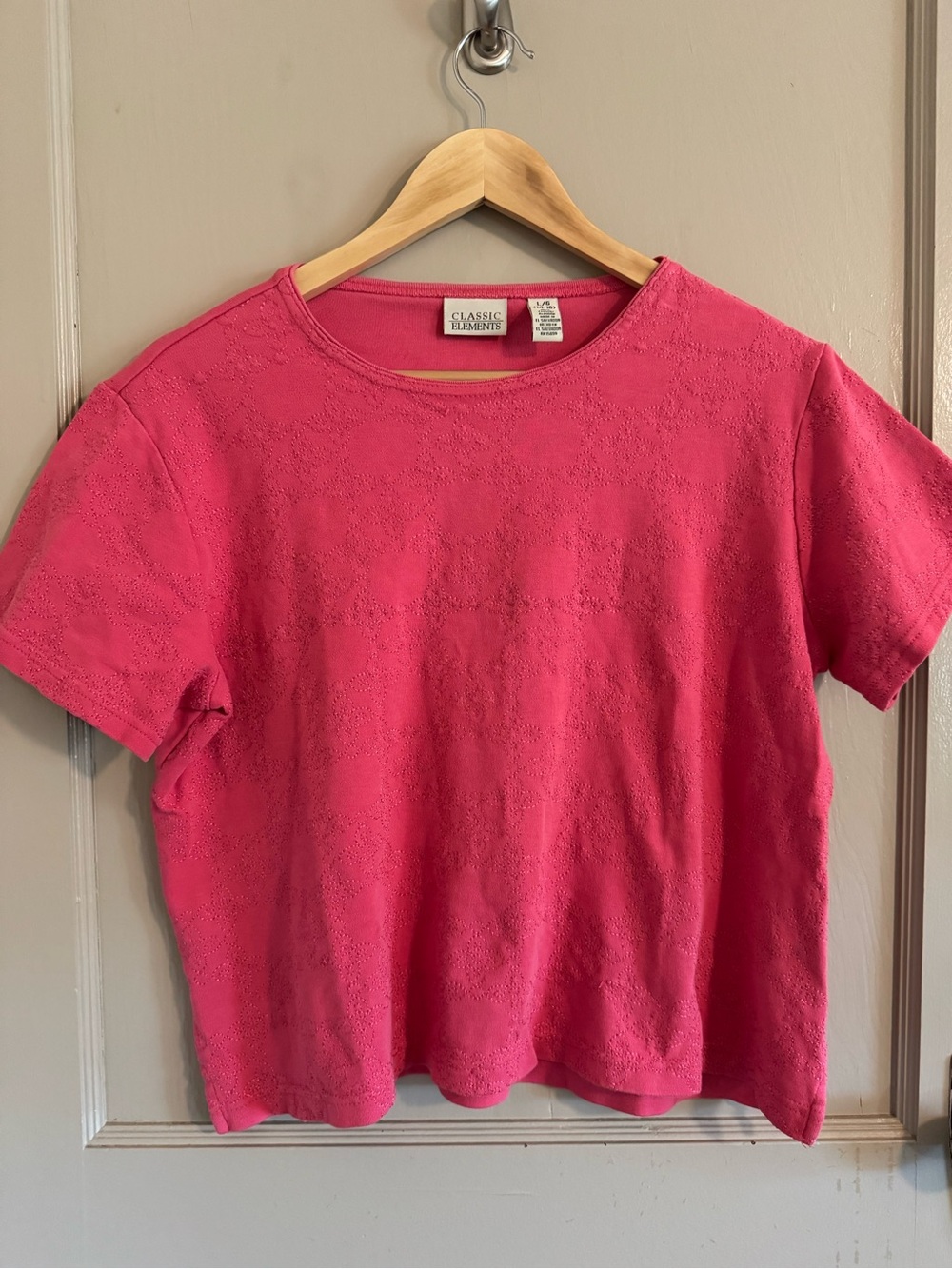 Classic Pink Short Sleeve Eyelet Knit Tee by Classic